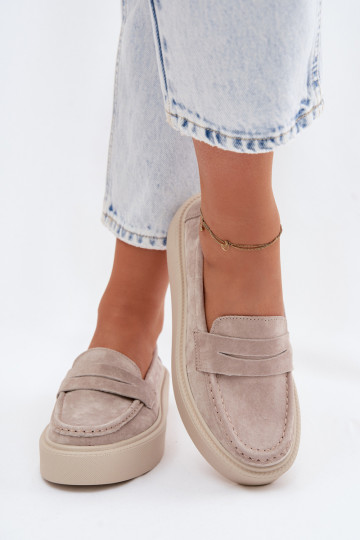 MocassinsHabilitadoturalnego de camurçau com uma plataforma Vinceza 79594 bege