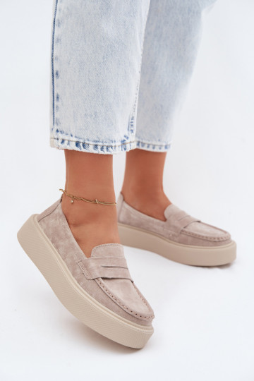 MocassinsHabilitadoturalnego de camurçau com uma plataforma Vinceza 79594 bege 2