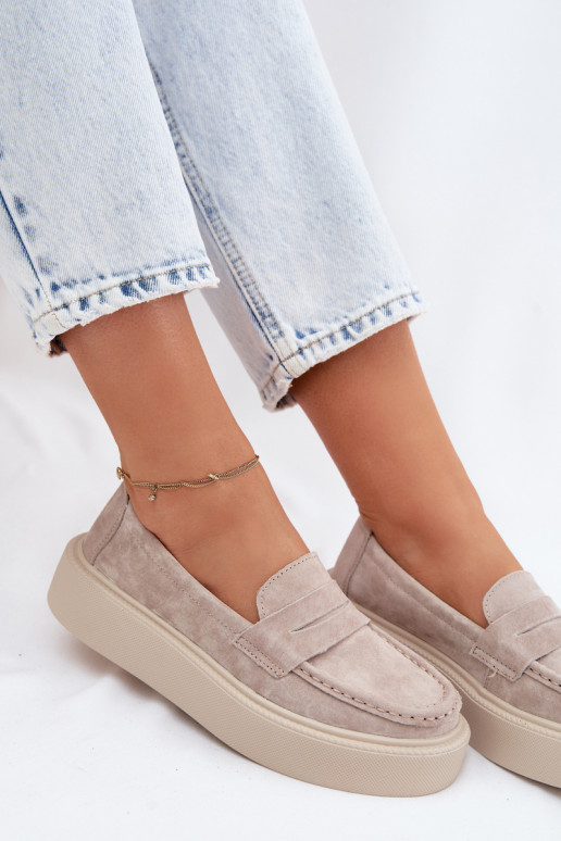 MocassinsHabilitadoturalnego de camurçau com uma plataforma Vinceza 79594 bege