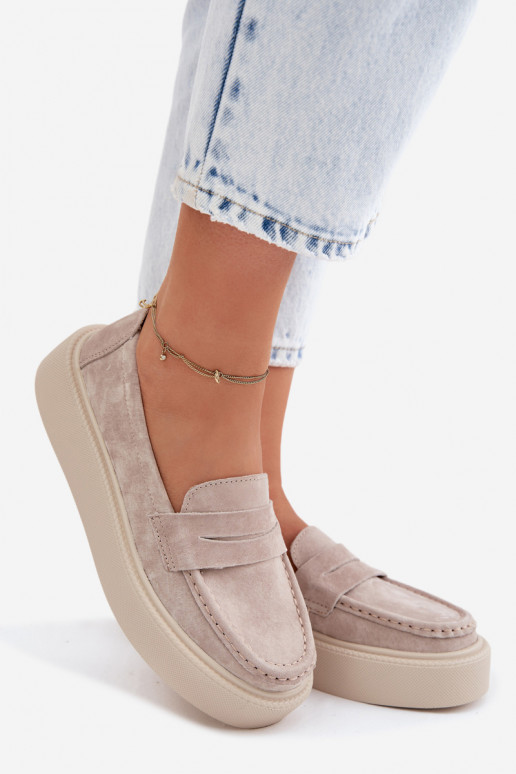 MocassinsHabilitadoturalnego de camurçau com uma plataforma Vinceza 79594 bege