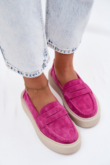 Mocassins de camurça sintética rosa com plataforma Vinceza 79594