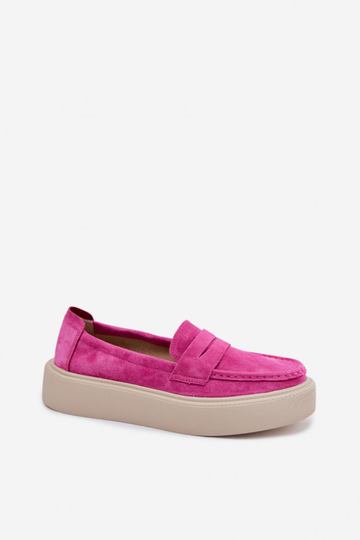 MocassinsHabilitadoturalnego de camurçau com uma plataforma Vinceza 79594 cor rosa