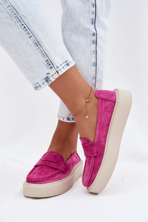 MocassinsHabilitadoturalnego de camurçau com uma plataforma Vinceza 79594 cor rosa