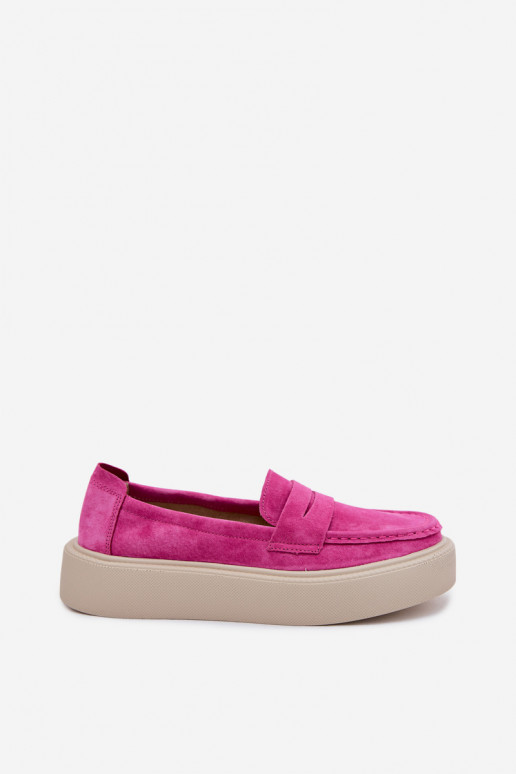 MocassinsHabilitadoturalnego de camurçau com uma plataforma Vinceza 79594 cor rosa