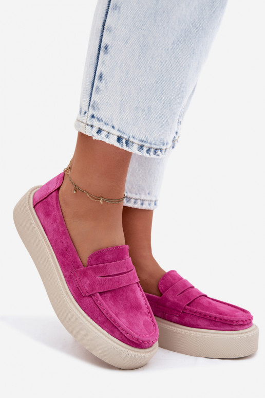 MocassinsHabilitadoturalnego de camurçau com uma plataforma Vinceza 79594 cor rosa