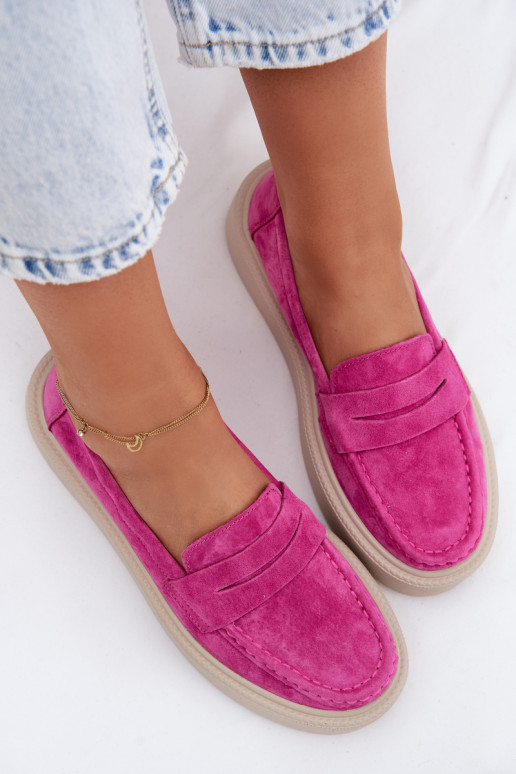 MocassinsHabilitadoturalnego de camurçau com uma plataforma Vinceza 79594 cor rosa