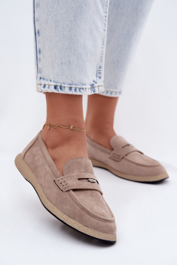 mocassins femininosImitacji de camurçau Vinceza 62273 bege 2