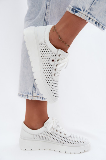 Pele com elementos abertos sapato Feminino Vinceza 79629 cor branca