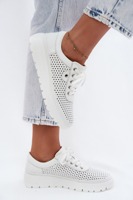 Pele com elementos abertos sapato Feminino Vinceza 79629 cor branca