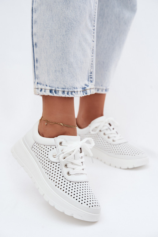 Pele com elementos abertos sapato Feminino Vinceza 79629 cor branca