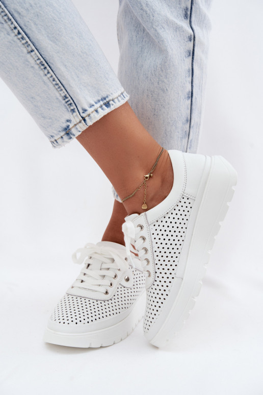 Pele com elementos abertos sapato Feminino Vinceza 79629 cor branca