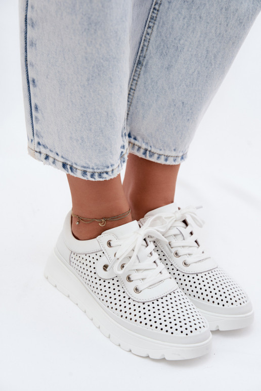 Pele com elementos abertos sapato Feminino Vinceza 79629 cor branca