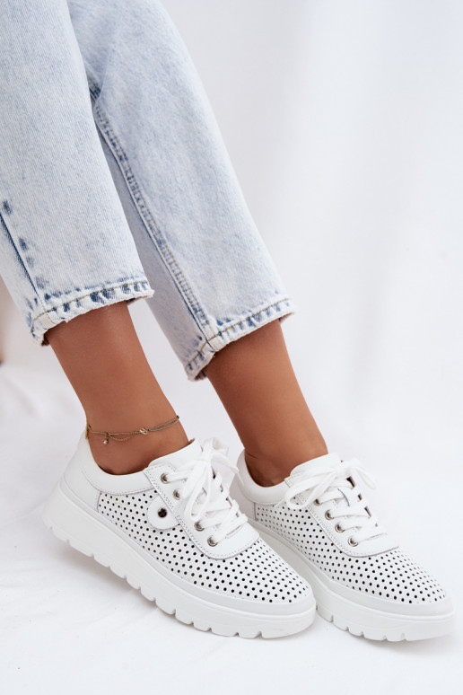 Pele com elementos abertos sapato Feminino Vinceza 79629 cor branca