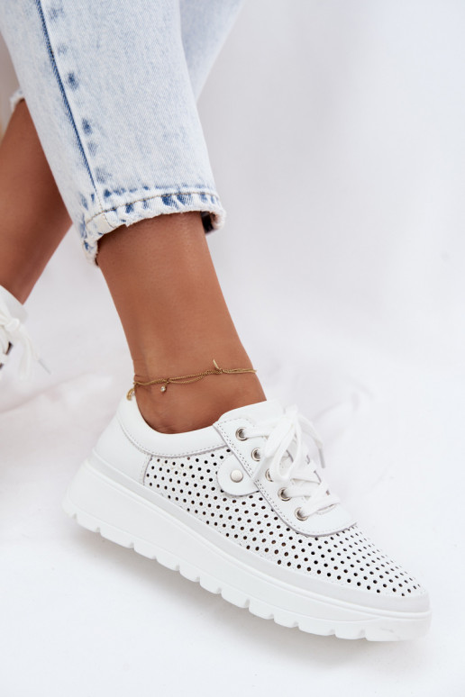 Pele com elementos abertos sapato Feminino Vinceza 79629 cor branca