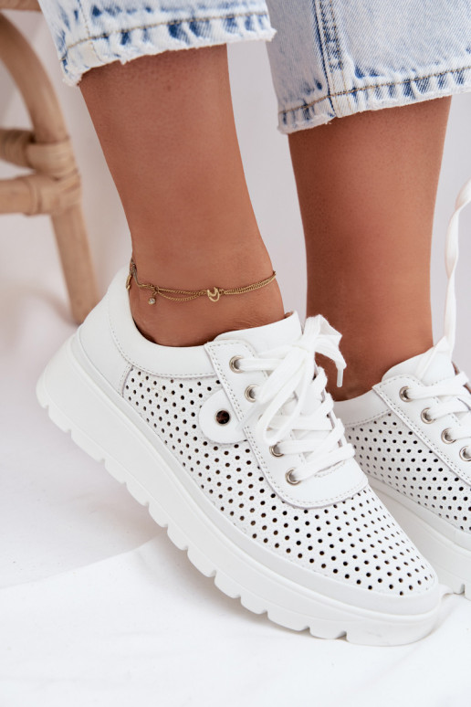 Pele com elementos abertos sapato Feminino Vinceza 79629 cor branca