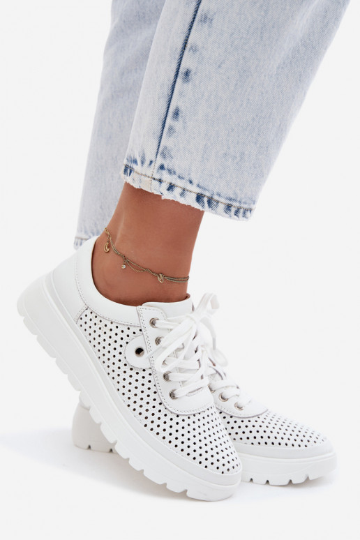 Pele com elementos abertos sapato Feminino Vinceza 79629 cor branca