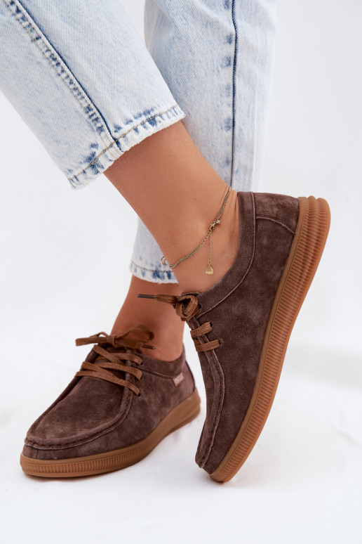 Sapatos de camurça sintética marrons Vinceza 95391