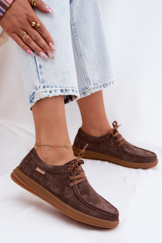 Sapatos de camurça sintética marrons Vinceza 95391