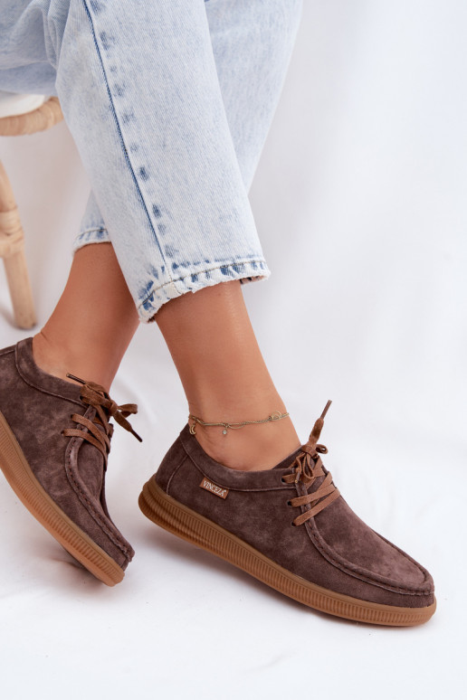 Sapatos de camurça sintética marrons Vinceza 95391