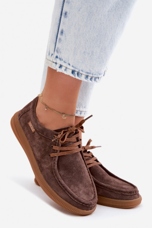 Sapatos de camurça sintética marrons Vinceza 95391