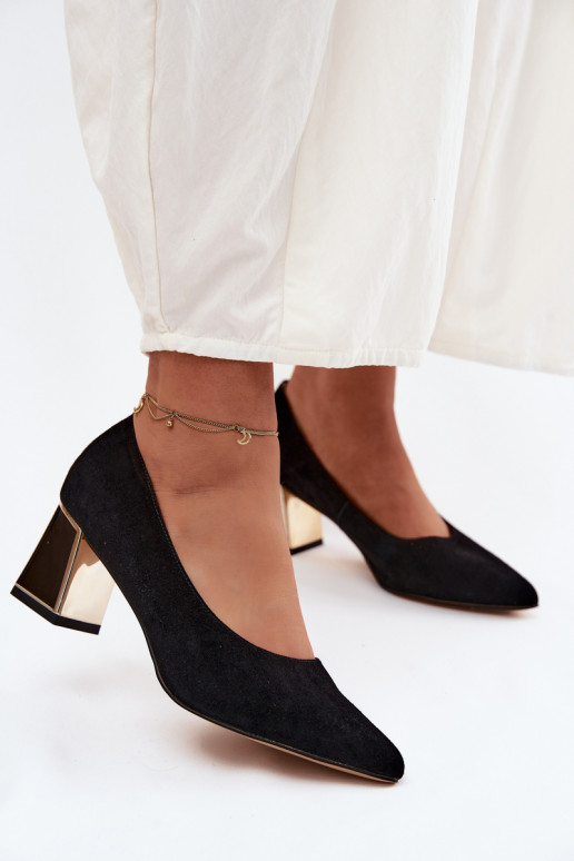 SapatoHabilitadoturalnego de camurçau com salto Vinceza 66921 cor preta