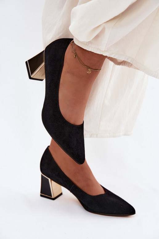 SapatoHabilitadoturalnego de camurçau com salto Vinceza 66921 cor preta