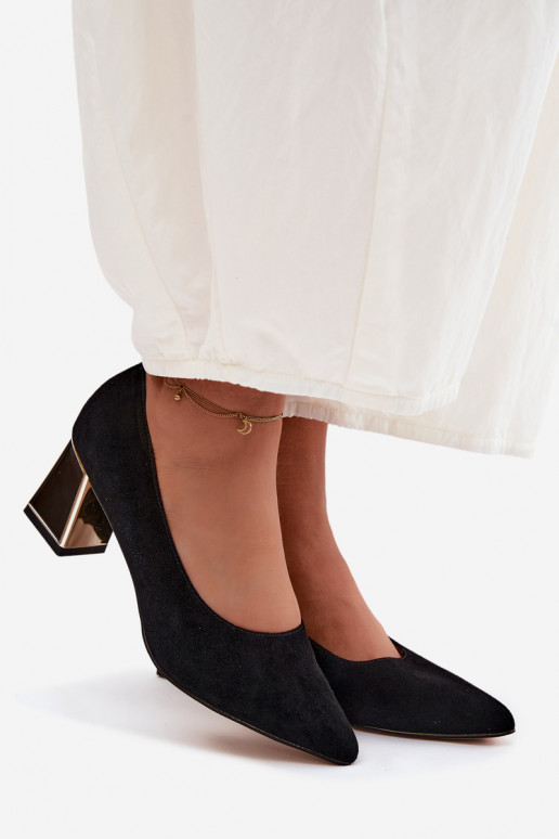 SapatoHabilitadoturalnego de camurçau com salto Vinceza 66921 cor preta