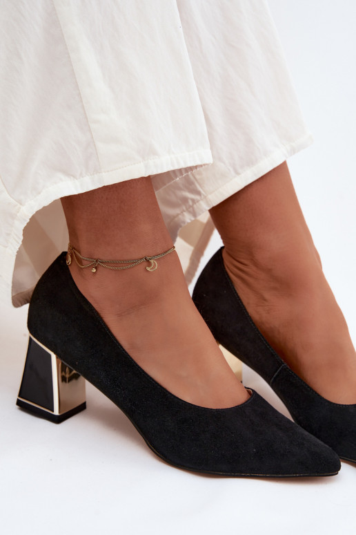 SapatoHabilitadoturalnego de camurçau com salto Vinceza 66921 cor preta