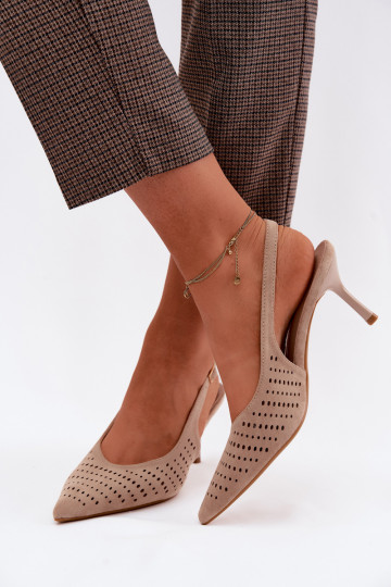 Sandálias perfuradas Feminino com salto finoImitacji de camurçau bege Torielle 2