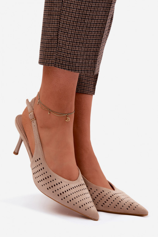 Sandálias perfuradas Feminino com salto finoImitacji de camurçau bege Torielle