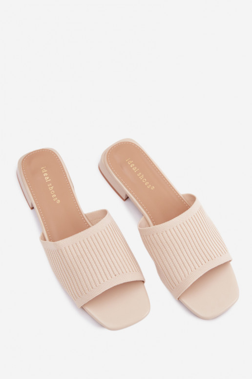  Chinelos femininos com salto largo cor de marfim Belissea