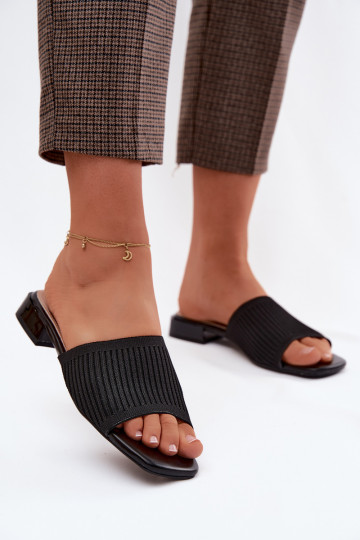  Chinelos femininos com salto largo cor preta Belissea 2