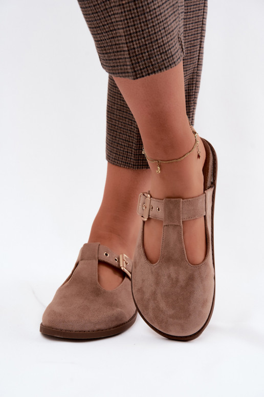 Chinelos femininos MuleImitacji de camurçau bege Melvia