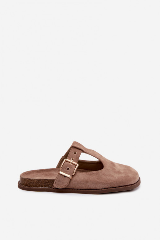 Chinelos femininos MuleImitacji de camurçau bege Melvia