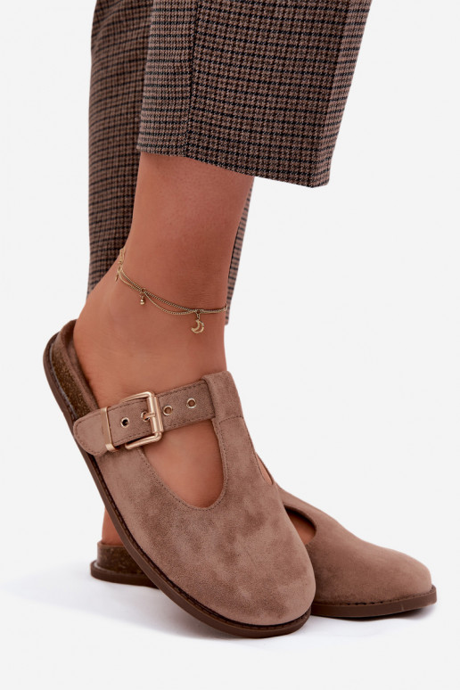 Chinelos femininos MuleImitacji de camurçau bege Melvia