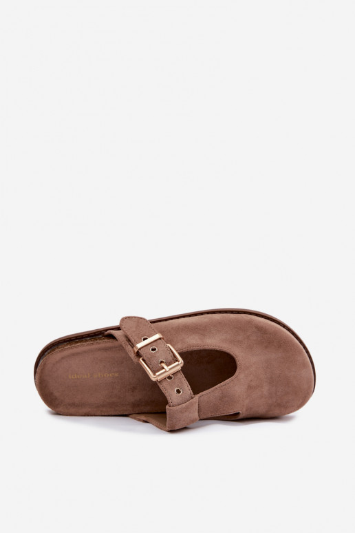 Chinelos femininos MuleImitacji de camurçau bege Melvia