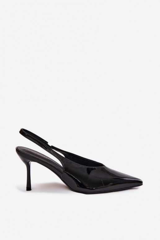 Sapatos de salto alto lacados em couro sintético preto Norvra