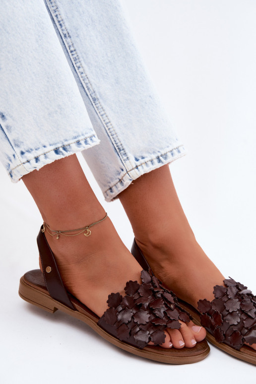 Sandálias femininas com salto largo Zazoo 40468 CzekoladoParae