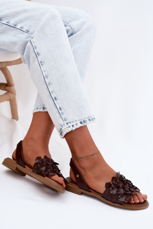 Sandálias femininas com salto largo Zazoo 40468 CzekoladoParae