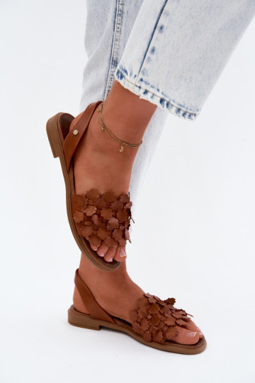 Sandálias femininas com salto largo Zazoo 40468 cor marrom