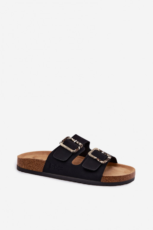 Chinelos femininos com fivelas Lee Cooper LCIN-26-35-4450L em preto