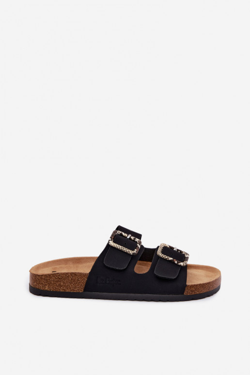 Chinelos femininos com fivelas Lee Cooper LCIN-26-35-4450L em preto