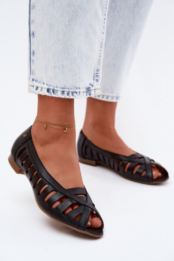 Pele Bailarinas a céu aberto Tem que serciejka P7540-01 cor preta 2