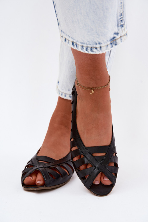 Pele Bailarinas a céu aberto Tem que serciejka P7540-01 cor preta