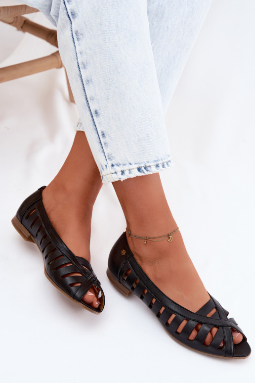 Pele Bailarinas a céu aberto Tem que serciejka P7540-01 cor preta