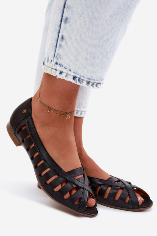 Pele Bailarinas a céu aberto Tem que serciejka P7540-01 cor preta