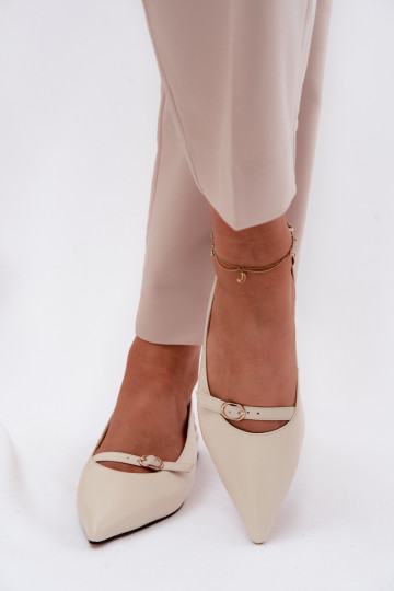 Sandálias femininas com salto largo Tem que serciejka K7449-22 cor de marfim 2