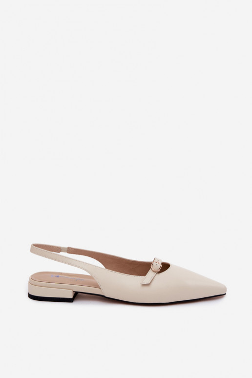 Sandálias femininas com saltos largos Tai turiciejka K7449-22 marfim