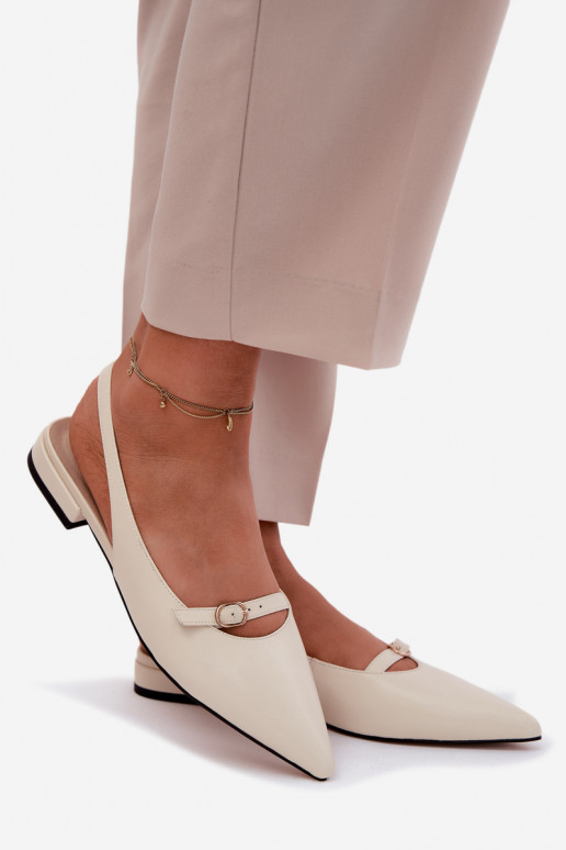 Sandálias femininas com salto largo Tem que serciejka K7449-22 cor de marfim