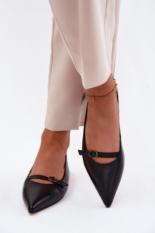 Sandálias femininas com salto largo Tem que serciejka K7449-01 cor preta